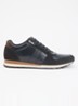 Wide Fit Thame sneaker van leer met ritsdetail  - Donkerblauw