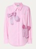 Blouse met strikdetail en borstzak - Roze