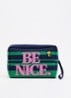 Jinche etui met streepdessin en borduring - Groen
