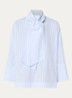 Kefir blouse met streepprint en sjaalkraag - Blauw