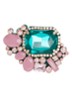 Kube broche met kristal - Groen