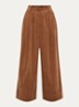 Mid waist wide fit broek van corduroy met paspelzakken - Roestbruin
