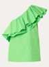 One shoulder top met volant - Groen