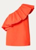 One shoulder top met volant - Oranjerood