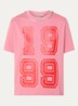T-shirt met print en strass - Koraalroze