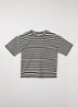T-shirt met streepprint en strass - Zwart