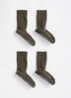 Huissokken in katoenblend met anti-slip 2-pack - Legergroen