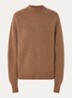 Fijngebreide trui in alpaca wolblend met opstaande kraag - Camel
