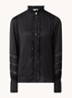 Boho blouse met ruches en broderie - Zwart