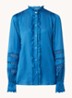 Boho blouse met ruches en broderie - Petrolgroen