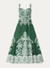 Miranda maxi jurk in linnenblend met print - Groen
