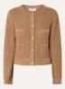 Loreline cropped grofgebreid vest met lurex - Cognac
