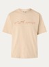 Odilla T-shirt met flock logoprint - Beige