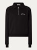 Raglan trui met halve rits en logoborduring - Zwart