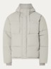 Signature puffer jack met capuchon en logo - Grijs