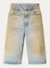 Straight fit korte broek van denim met donkere wassing - Beige