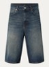 Straight fit korte broek van denim met donkere wassing - Indigo