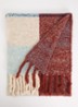 Grofgebreide sjaal met franjes 40 x 200 cm - Blauw