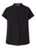 Classic blouse van crêpe met plissé - Zwart