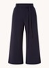 High waist wide fit culotte met strikceintuur - Donkerblauw