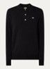 Fijngebreide pullover met polokraag en logoborduring - Zwart