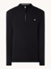 Fijngebreide pullover van wol met halve rits - Zwart
