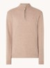 Fijngebreide pullover van wol met halve rits - Zand