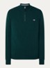 Fijngebreide pullover van wol met halve rits - Groen