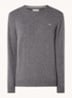 Fijngebreide pullover van wol met logoborduring - Donkergrijs