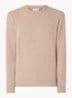 Fijngebreide pullover van wol met logoborduring - Zand