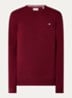 Fijngebreide pullover van wol met logoborduring - Donkerrood
