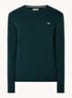 Fijngebreide pullover van wol met logoborduring - Groen