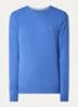 Fijngebreide pullover van wol met logoborduring - Blauw