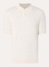 Fijngebreide regular fit polo van merino wol met logoborduring - Creme