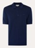Fijngebreide regular fit polo van merino wol met logoborduring - Donkerblauw