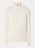 Fijngebreide trui in merino wol met halve rits - Creme