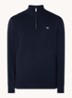 Fijngebreide trui met halve rits en logo - Donkerblauw