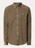 Regular fit overhemd van corduroy met logoborduring - Khaki