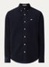 Regular fit overhemd van corduroy met logoborduring - Donkerblauw