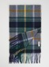 Sjaal van merino wol met ruitdessin 180 x 30 cm - Donkerblauw