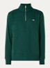 Sweater met halve rits en logoborduring - Legergroen