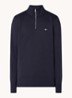 Sweater met halve rits en logoborduring - Donkerblauw