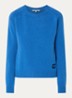 Fijngebreide pullover van wol met logo - Blauw
