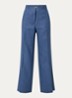 High waist loose fit pantalon in linnenblend met steekzakken - Staalblauw