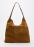 Lady GD shopper van suède met logo - Cognac