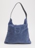 Lady GD shopper van suède met logo - Staalblauw