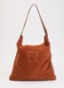 Lady GD shopper van suède met logo - Oranjebruin