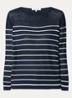 Levia fijgebreide pullover in linnenblend met streepprint - Donkerblauw