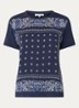 Manolia T-shirt met paisley dessin - Donkerblauw