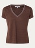 Mirana T-shirt van linnen met lurex - Hazelnootbruin